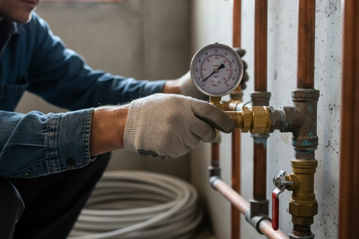 Pressure testing a repaired line during Water Line Repair in Red Rock